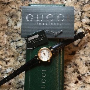 Vintage Gucci Watch Black and Gold